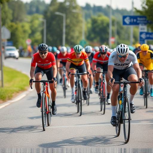 Un gruppo di ciclisti che partecipano a una gara su strada